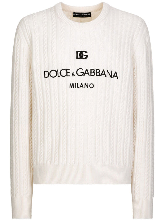 Crew Neck Cable Knit Jmper by Dolce & Gabbana - bottegalusso: Premier Destination for Modern Luxury Menswear