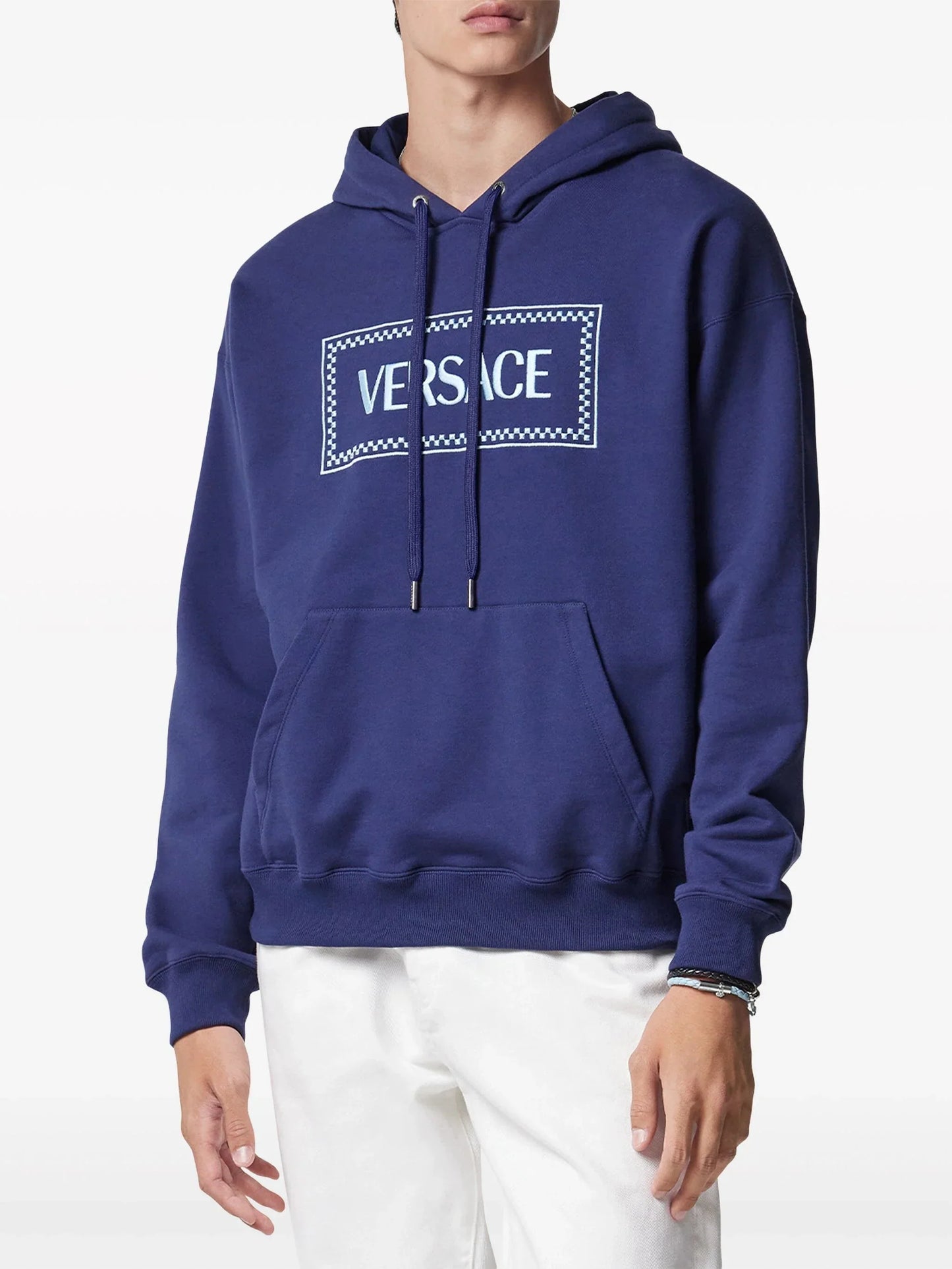 90s vintage logo embroidered hoodie by versace - bottegalusso: premier destination for modern luxury menswear