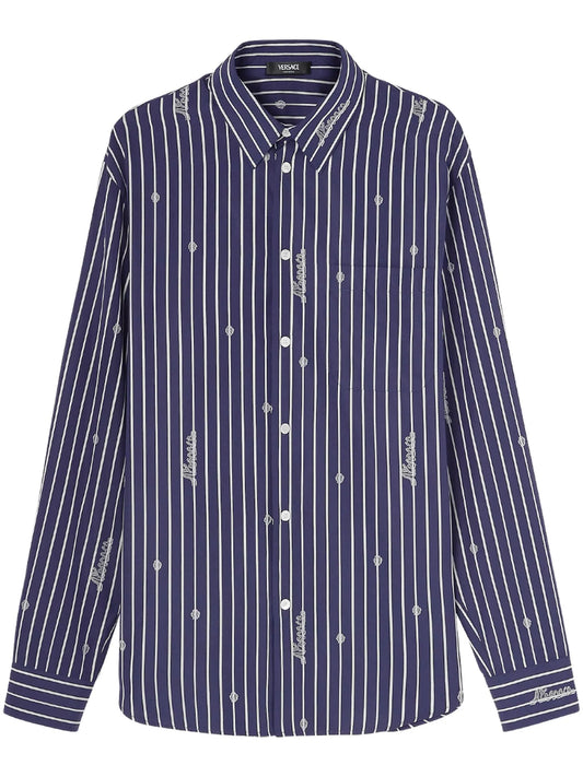 Logo Embroidered Striped Shirt