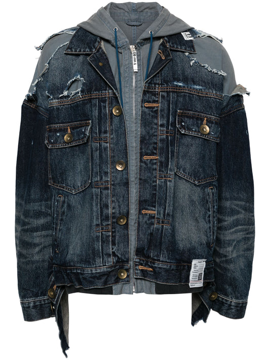 Layered Denim Hooded Jacket