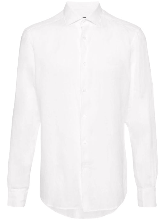 Spread Collar Linen Shirt