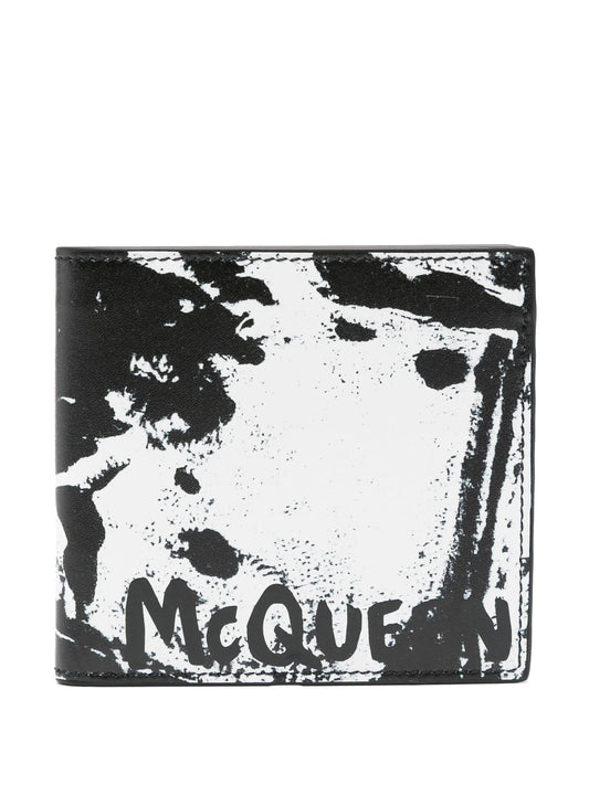 Graffiti Print Leather Wallet by Alexander McQueen - bottegalusso: Premier Destination for Modern Luxury Menswear