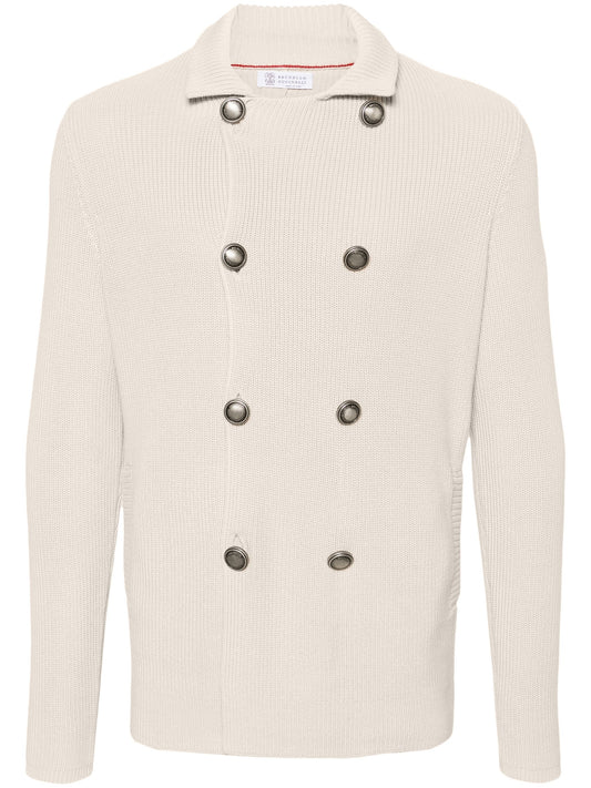 Stand Up Collar Cotton Cardigan by Brunello Cucinelli - bottegalusso: Premier Destination for Modern Luxury Menswear