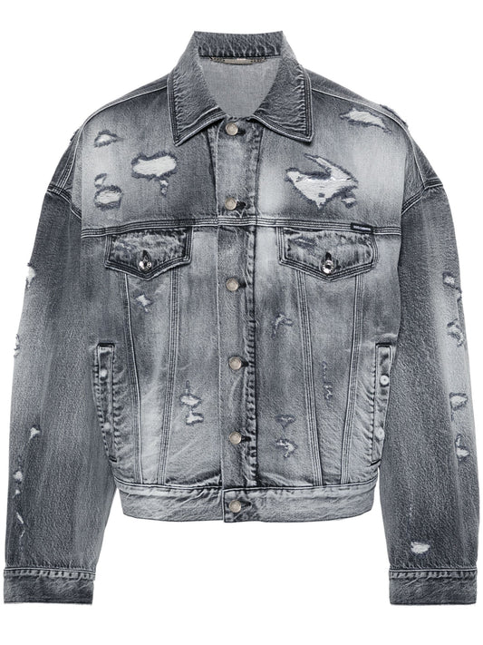 Ripped Detail Denim Jacket