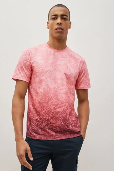 coral pink leaf dip dye t-shirt