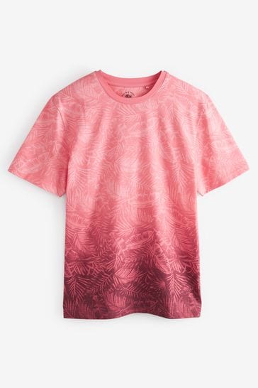 coral pink leaf dip dye t-shirt