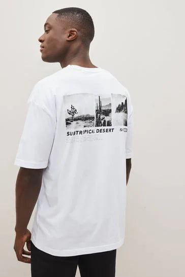 White Desert Text Back Print T-Shirt