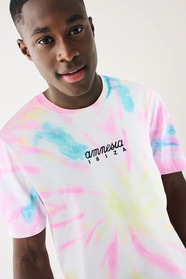 Tie Dye Amnesia Ibiza Print T-Shirt