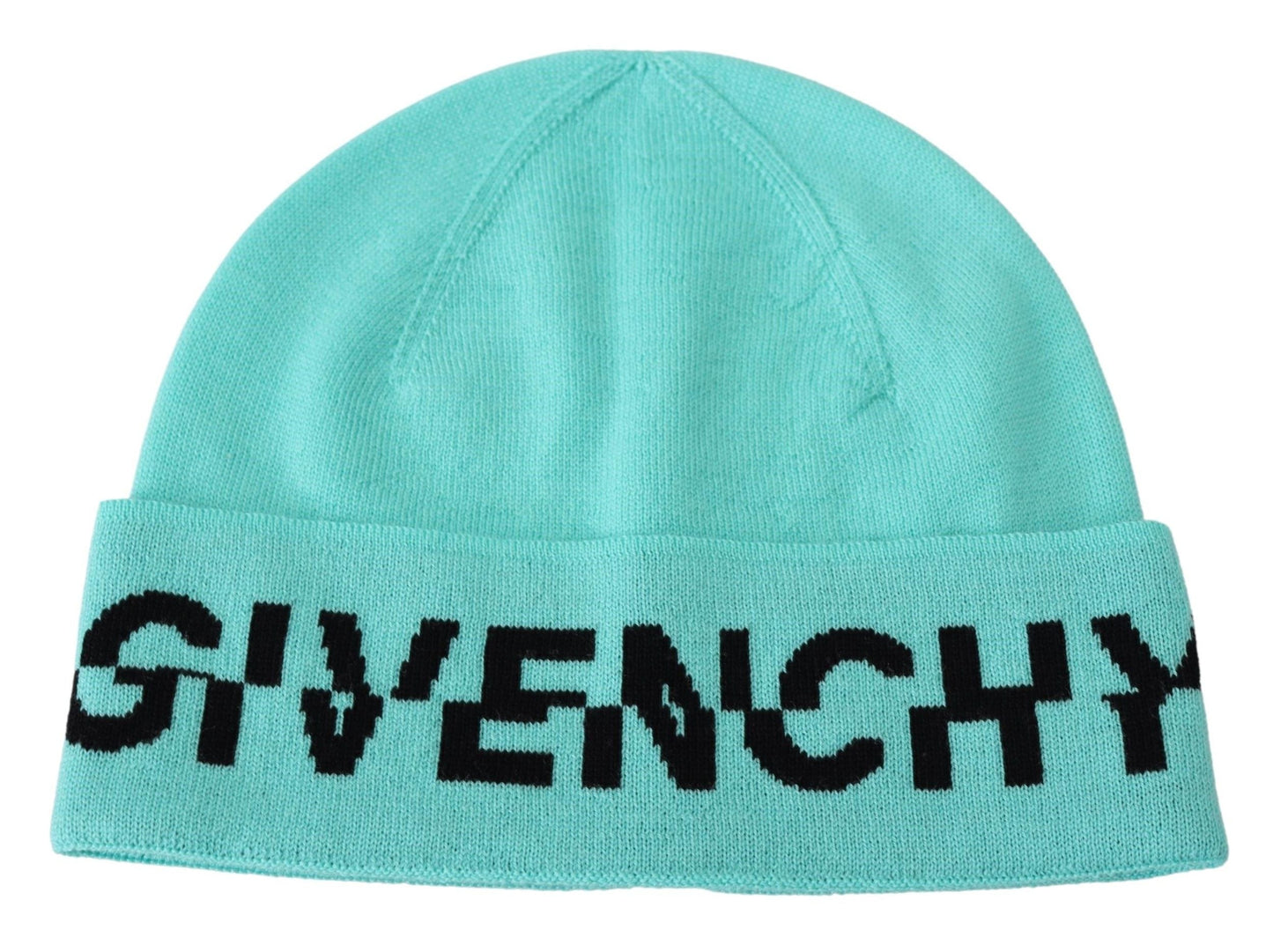 aquamarine green wool beanie with signature logo