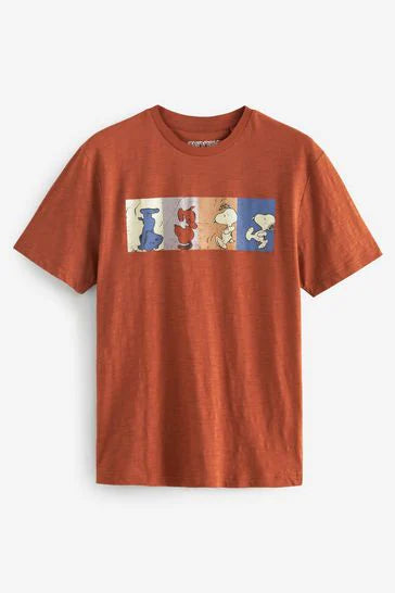 Rust Brown Snoopy Print T-Shirt