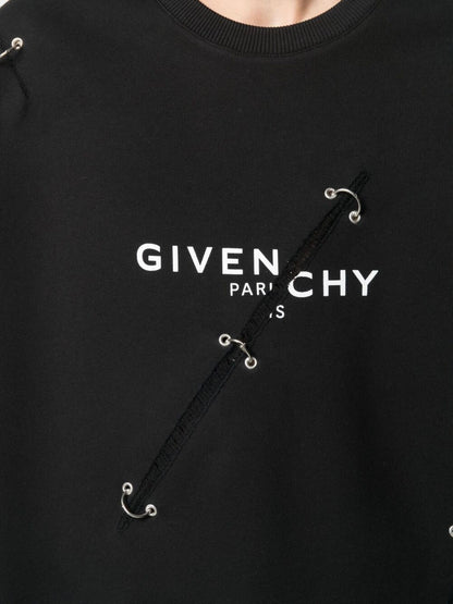 Logo Print Eyelet Detailing Sweatshirt