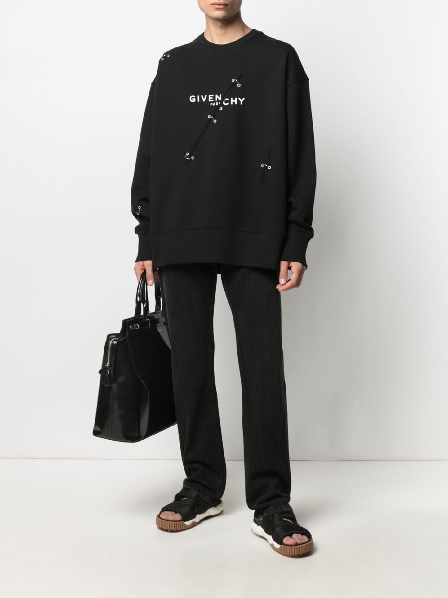 logo print eyelet detailing sweatshirt